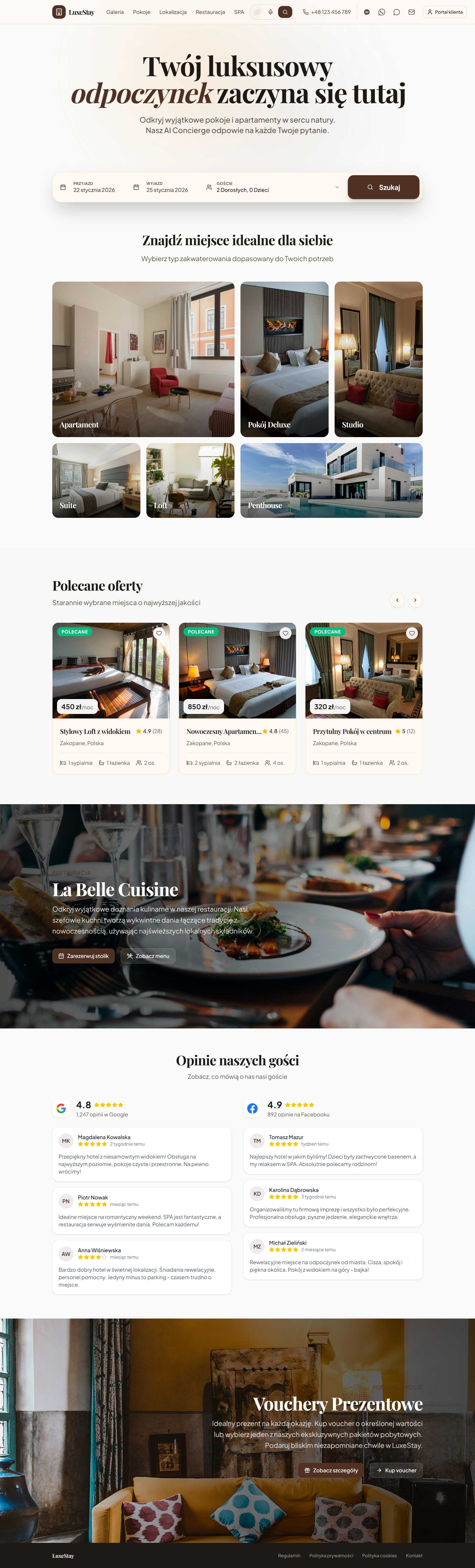 Strona hotelowa zbudowana w Hotelings